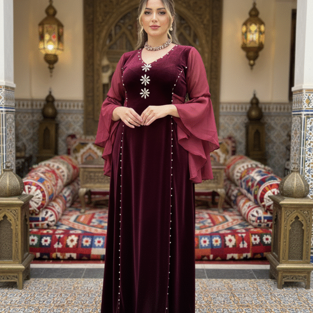 👑✨فستان سلطانة – قطيفة فتون بتفاصيل فاخرة